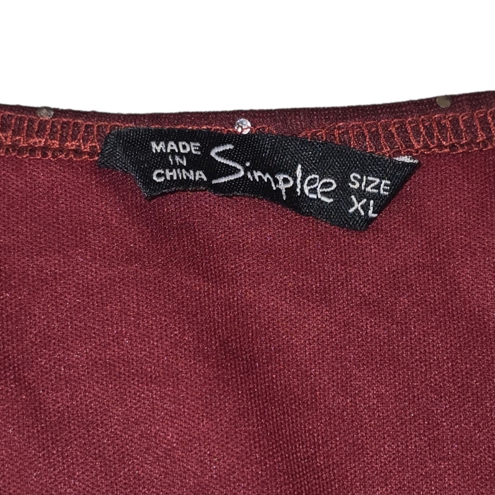 Simplee Burgundy Maxi Dress with Slit - Picture 5 of 6